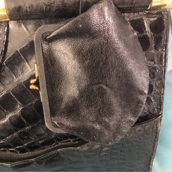 Vintage Alligator Skin Swagger  black Handbag - Picture 6 of 16